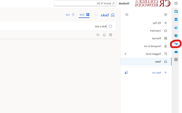 Access Outlook To Do by clicking the blue check mark icon in the far left menu of your CR Outlook email.